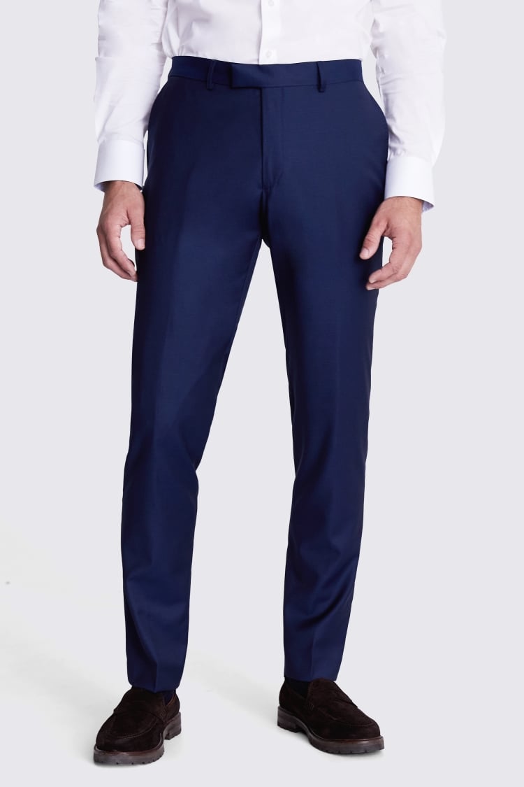 Italian Tailored Fit Navy Twill Trousers | Buy Online at Moss