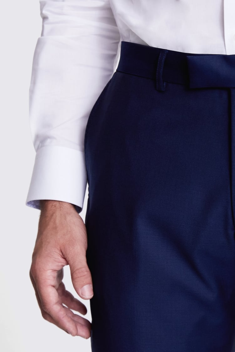 Italian Tailored Fit Navy Twill Trousers Buy Online at Moss