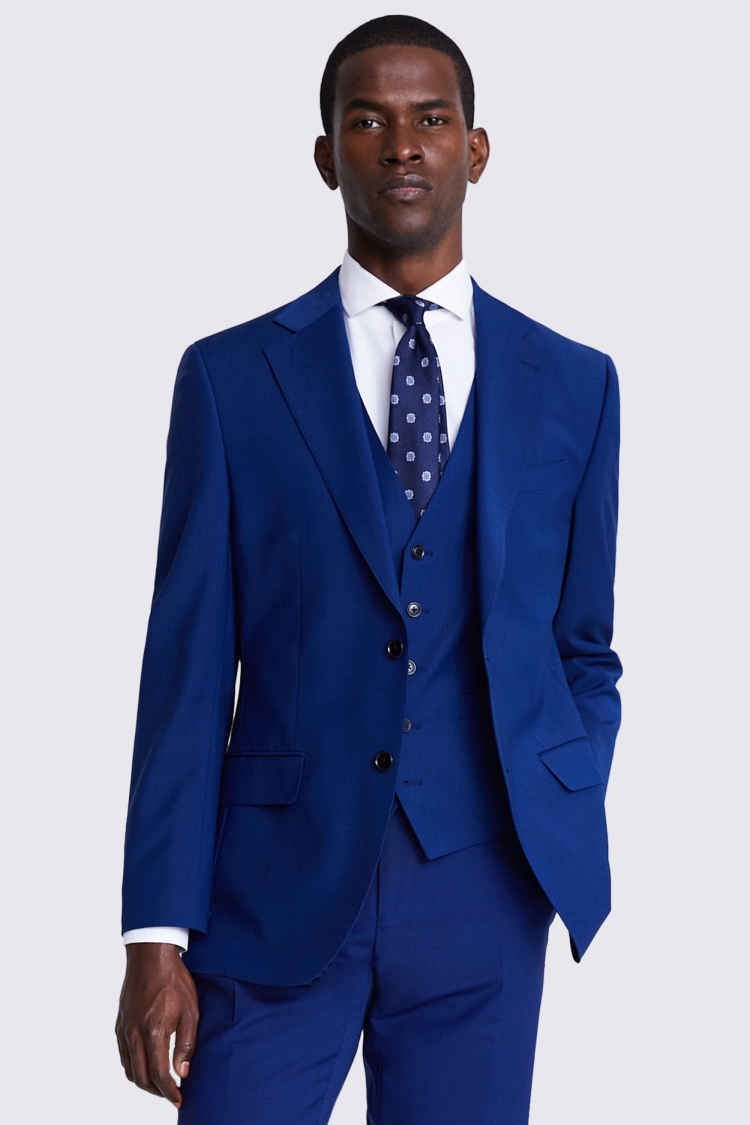 Royal blue fitted on sale suit