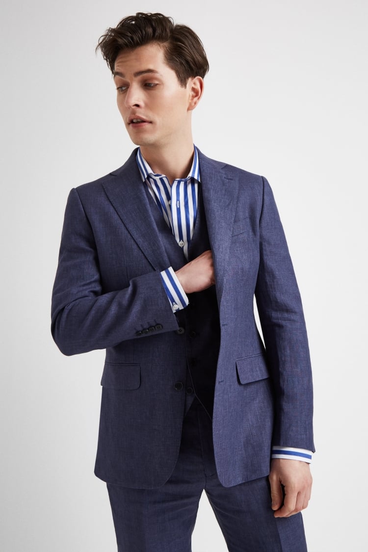 Tailored Fit Indigo Lightweight Linen Jacket