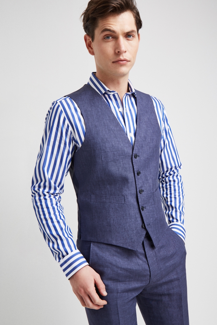 Tailored Fit Indigo Lightweight Linen Jacket