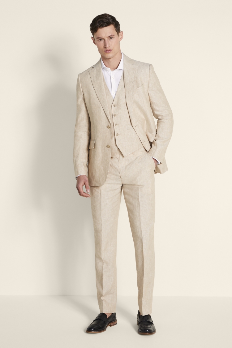 Tailored Fit Stone Linen Jacket