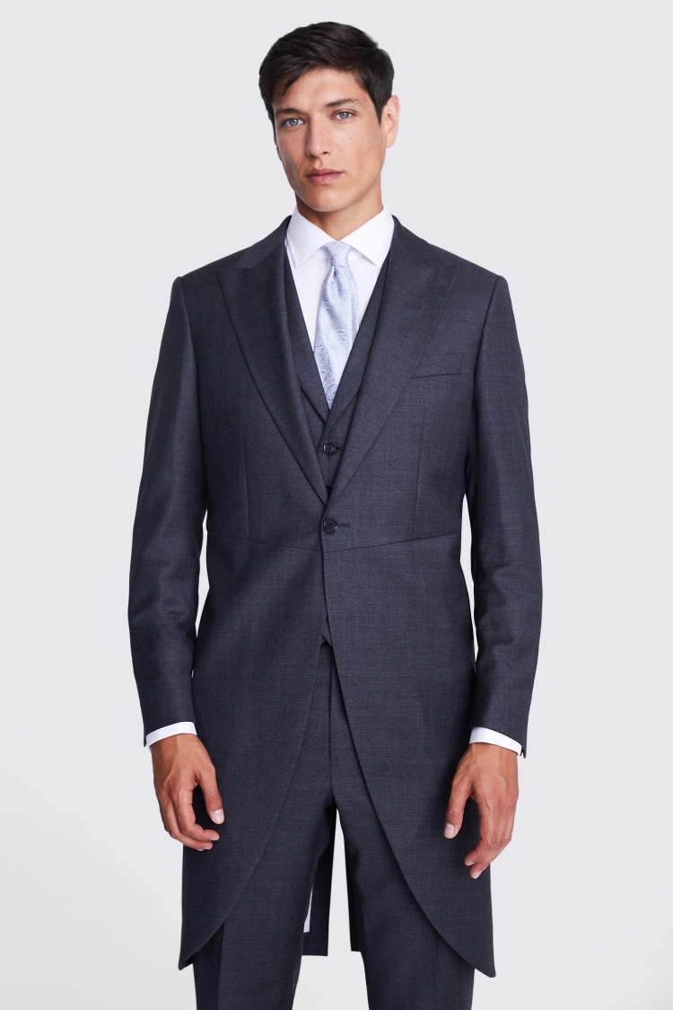 Italian Tailored Fit Grey Sharkskin Suit