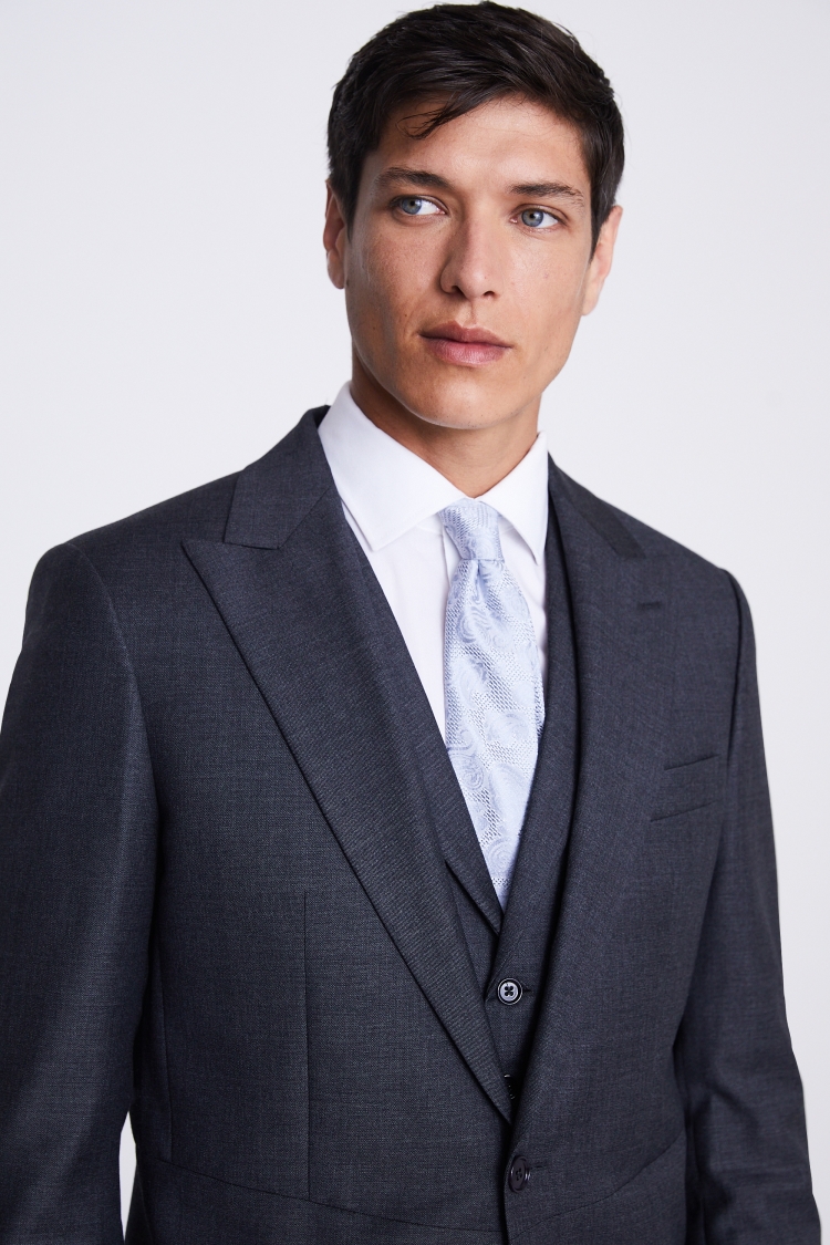 Italian Tailored Fit Grey Sharkskin Suit