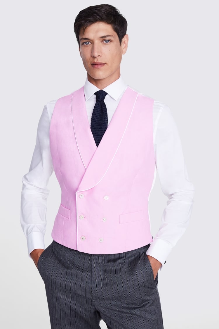 Tailored Fit Pink Linen Morning Vest