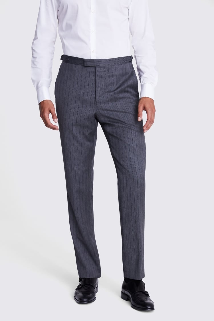 Italian Tailored Fit Grey Stripe Trousers