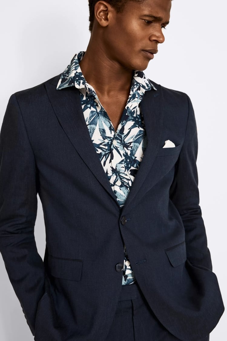 Slim Fit Navy Linen Jacket