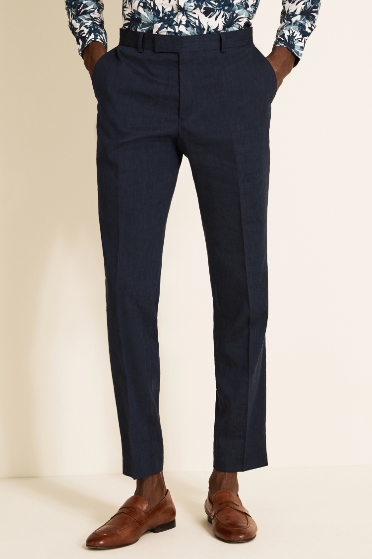 Slim Fit Navy Linen Suit