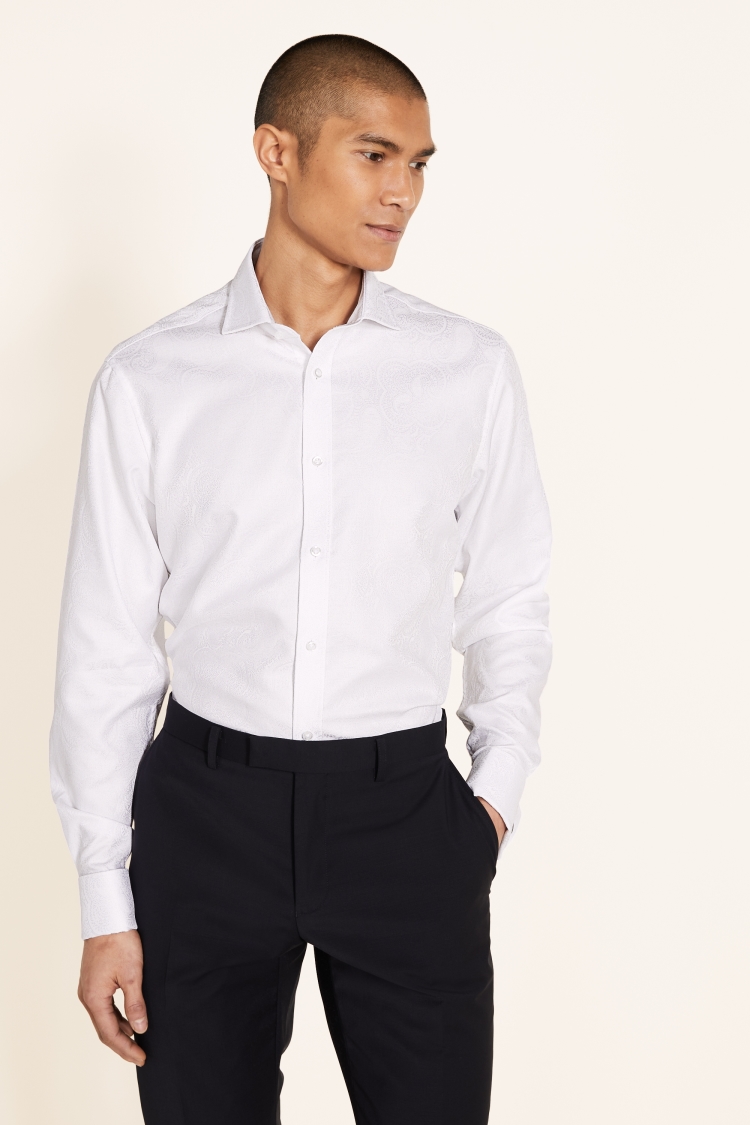 Tailored Fit Double Cuff Brocade Shirt | Buy Online at Moss