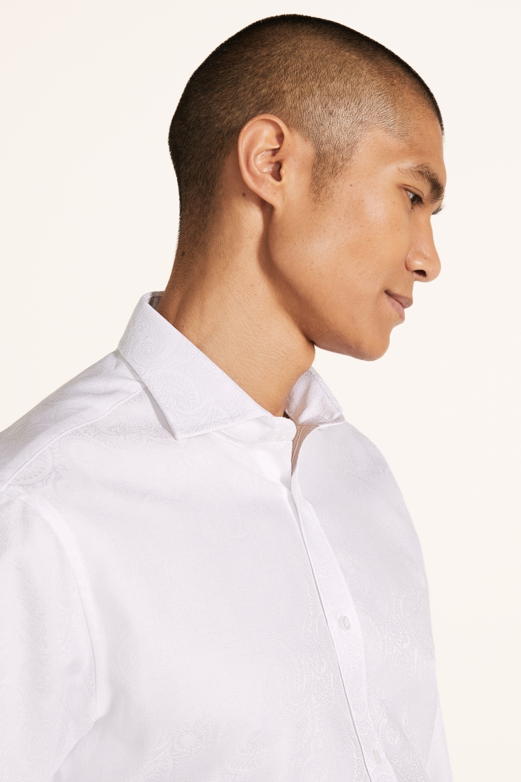 Tailored Fit Double Cuff Brocade Shirt