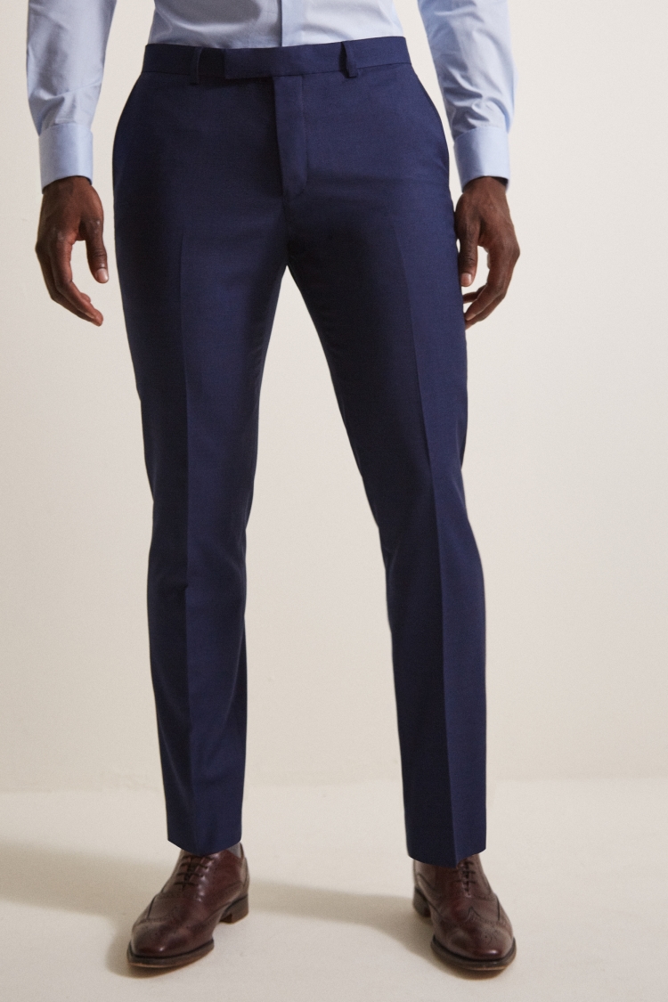 Slim Fit Blue Stretch Trousers | Buy Online at Moss