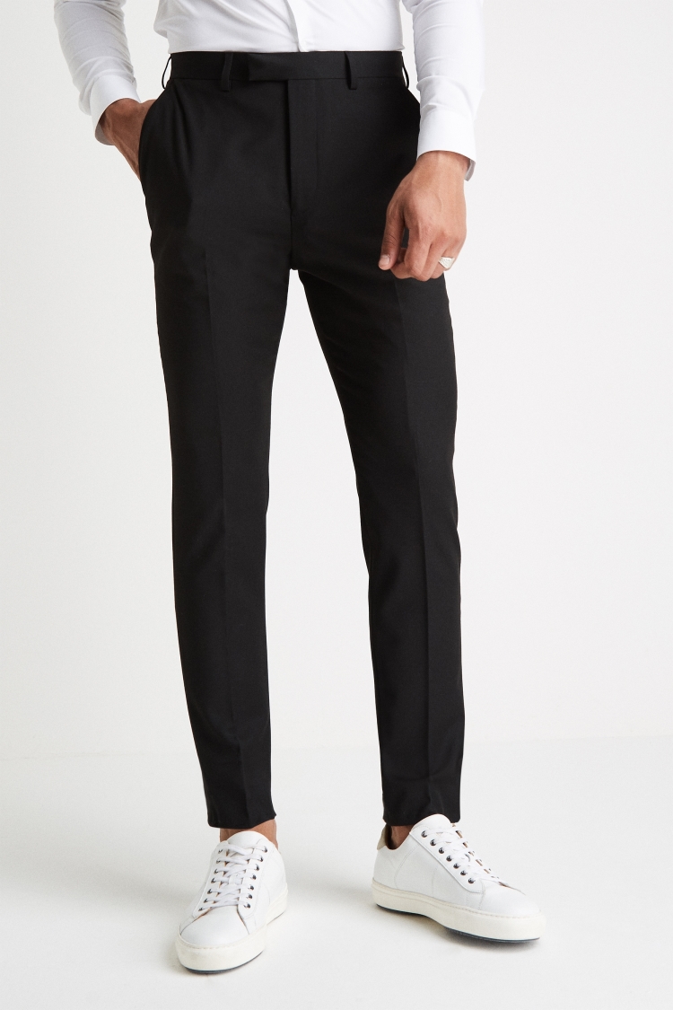 Moss London Slim Muscle Fit Black Trousers