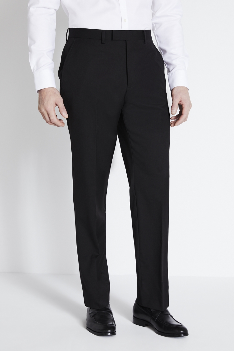 Regular Fit Black Twill Trousers