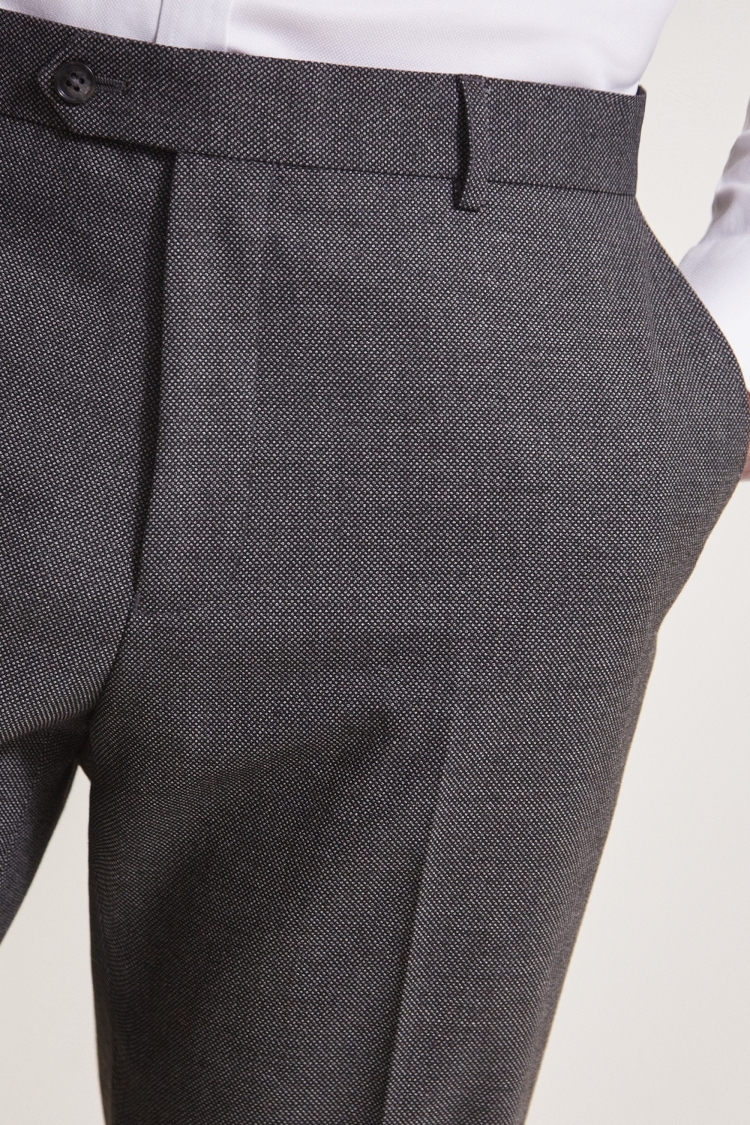 Moss Esq. Regular Fit Grey Birdseye Trouser