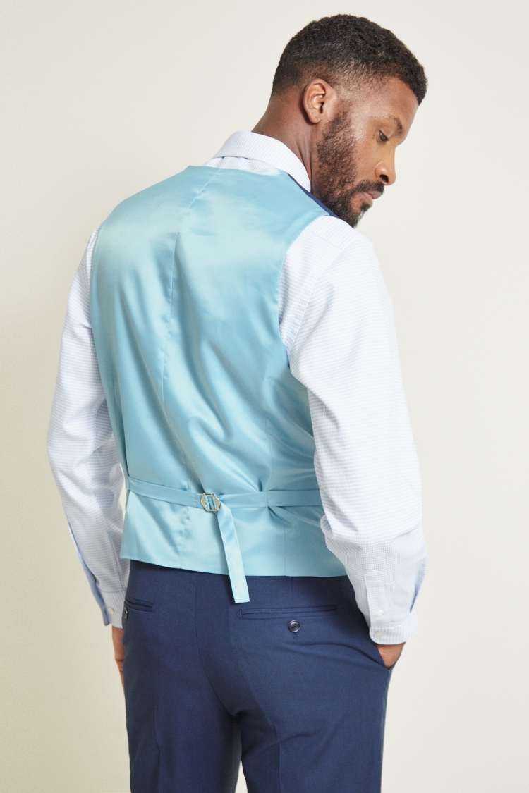 Moss 1851 Tailored Fit Indigo Sharkskin Waistcoat