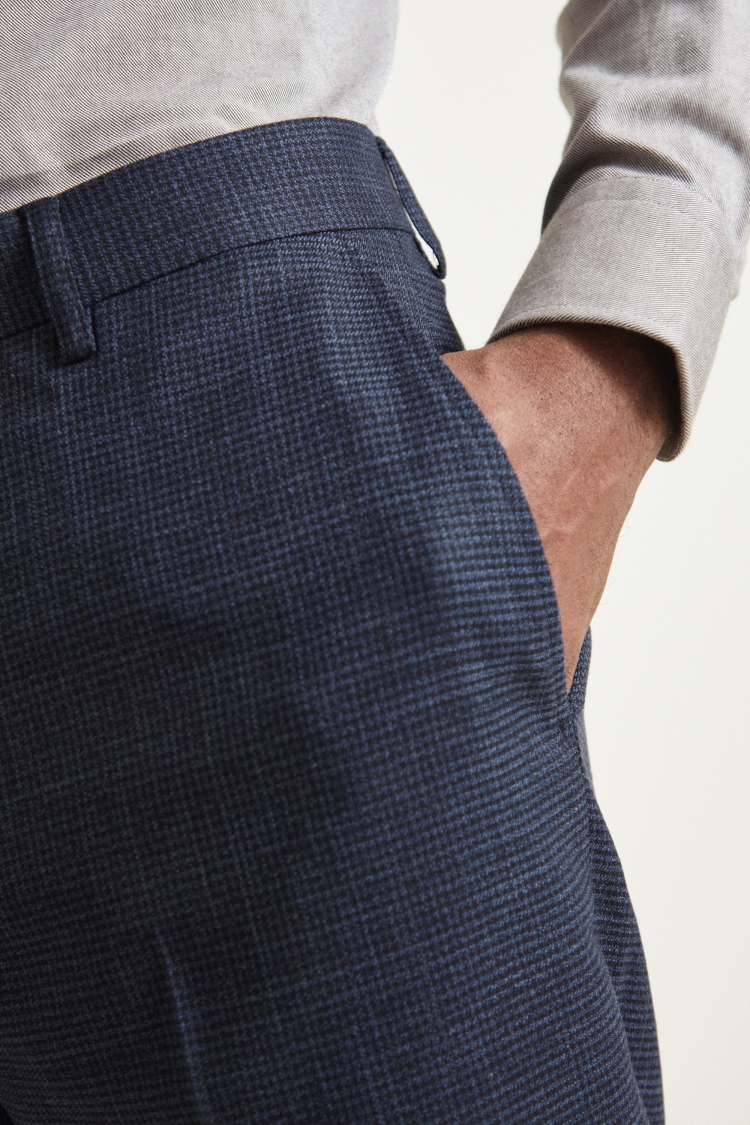 Tailored Fit Navy Puppytooth Trouser | Buy Online at Moss