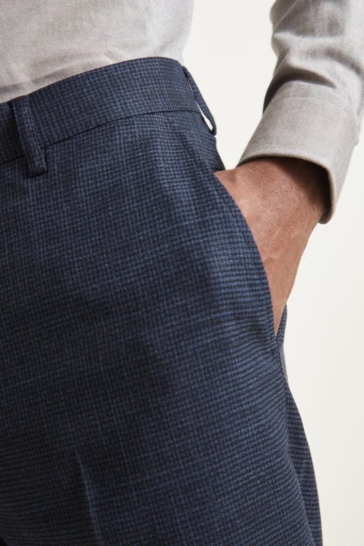 Tailored Fit Navy Puppytooth Trouser