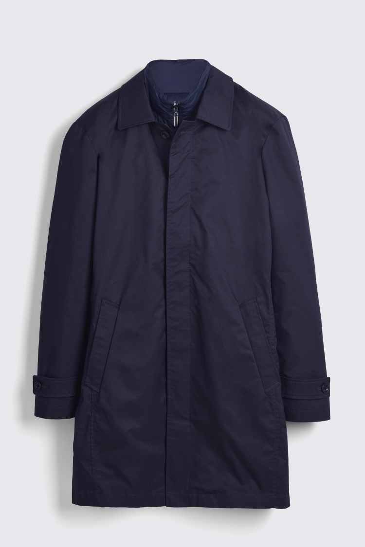Tailored Fit Navy Raincoat