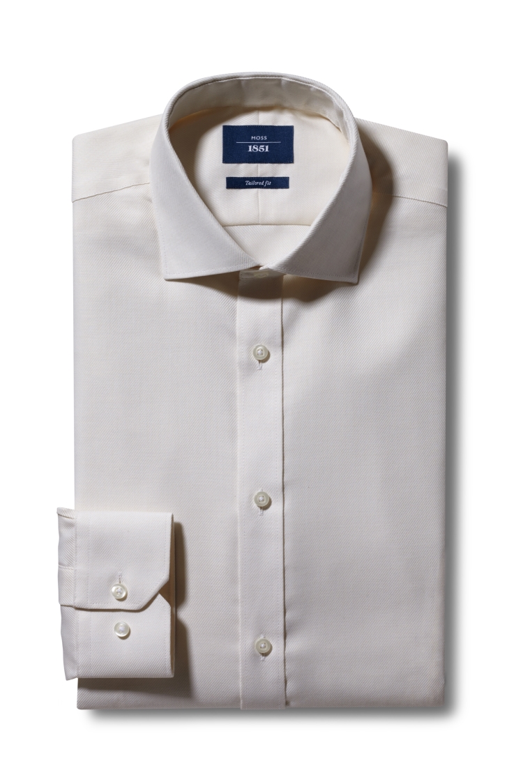 Tailored Fit Cream Single Cuff Twill Non-Iron Shirt