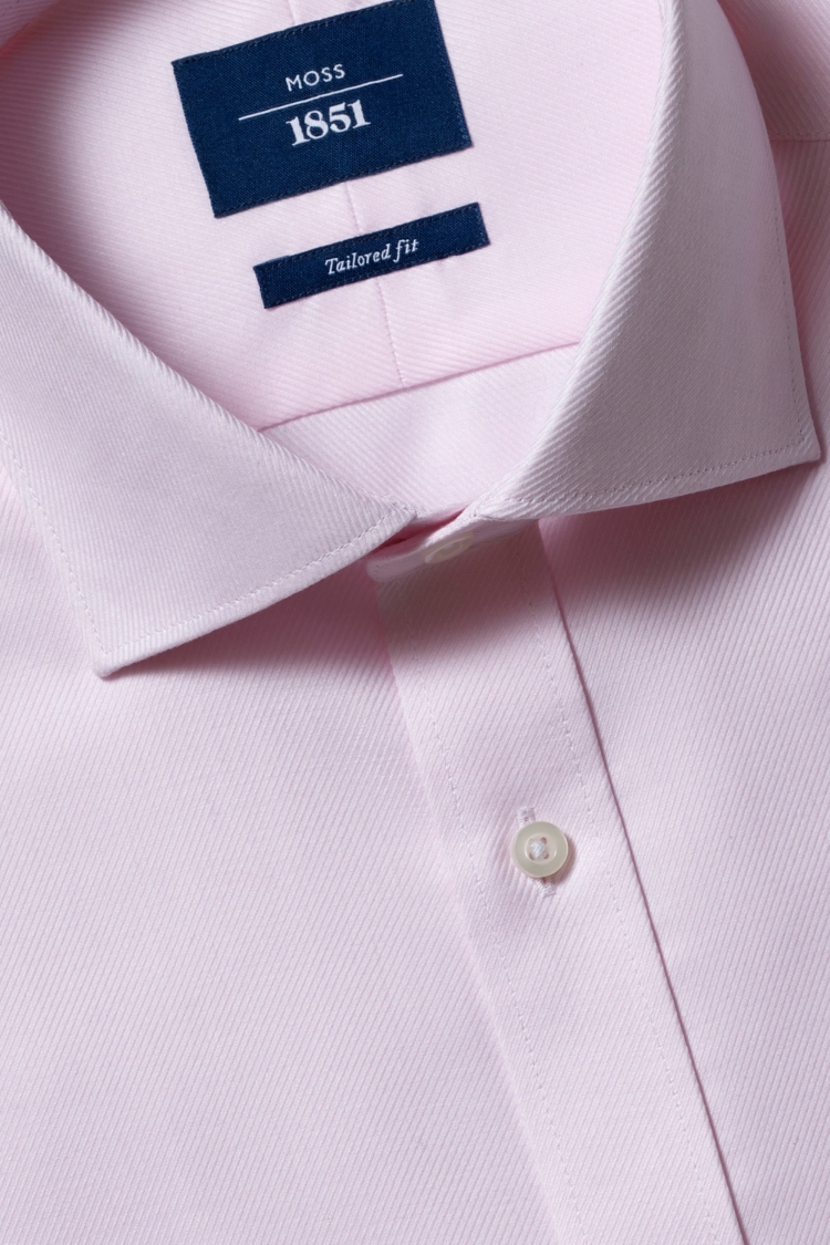 Tailored Fit Pink Twill Non-Iron Shirt 