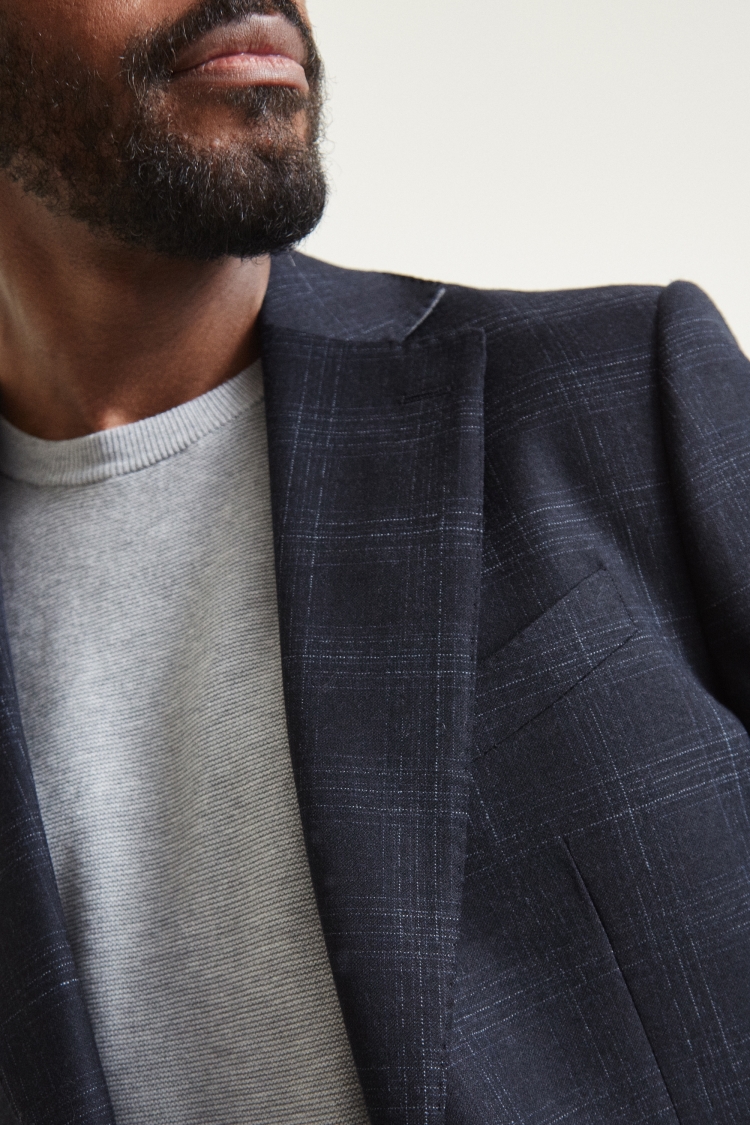 Tailored Fit Blue Check Jacket