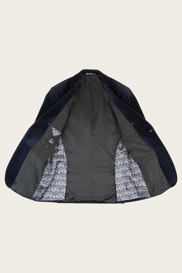 Tailored Fit Blue Velvet Jacket | Buy Online at Moss