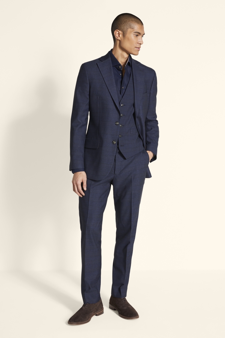 Tailored Fit Navy Gold Check Suit