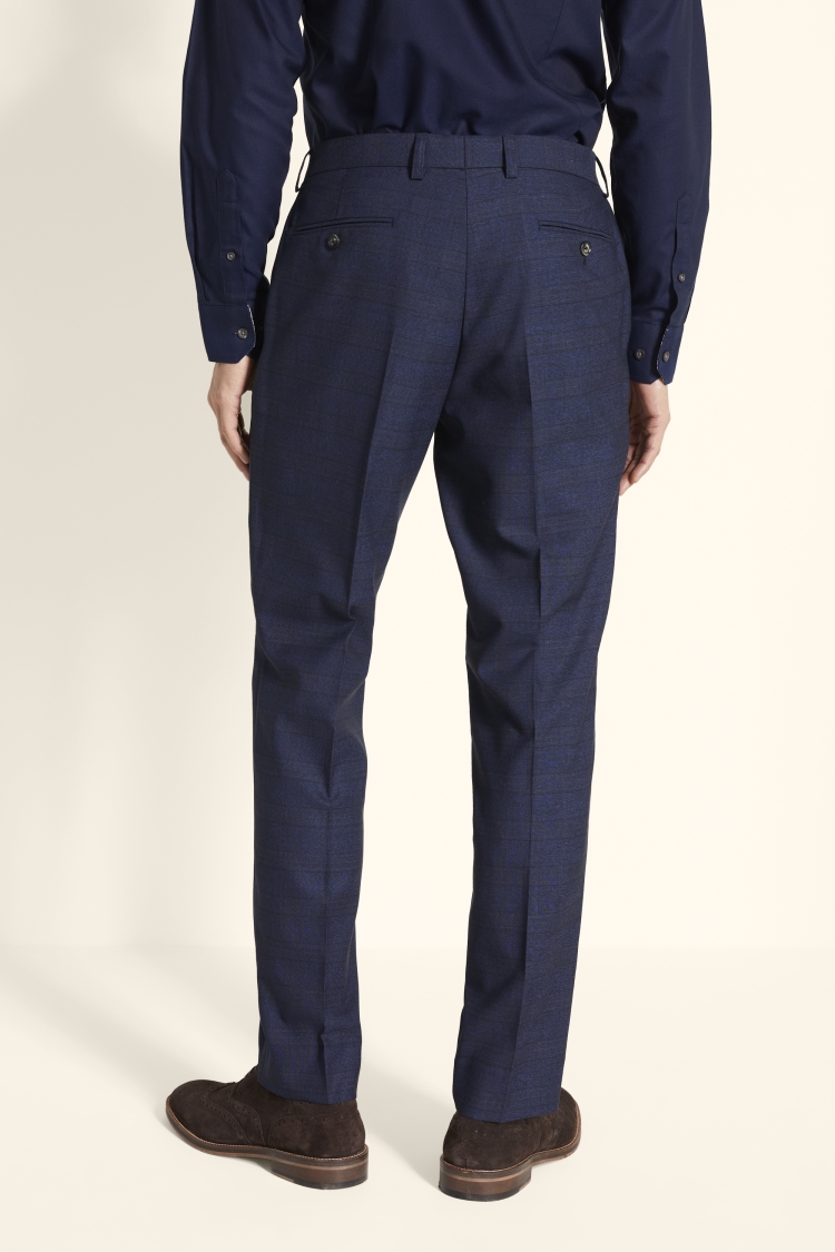 Tailored Fit Navy Gold Check Pant