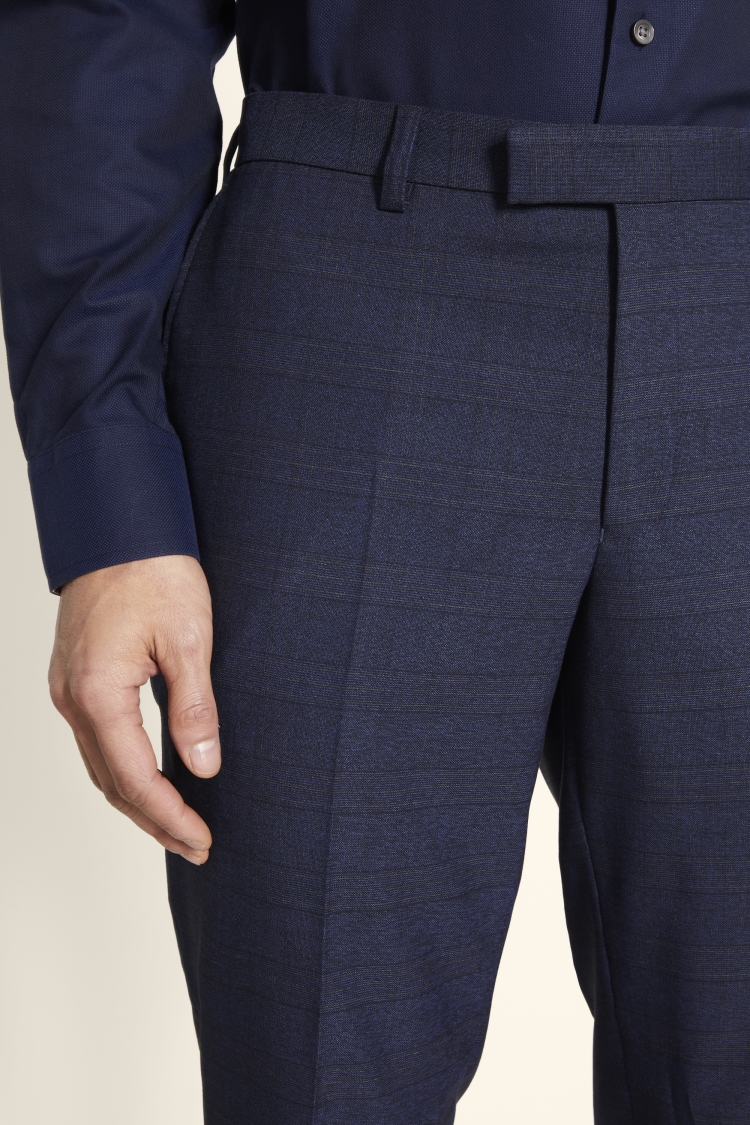 Tailored Fit Navy Gold Check Trouser