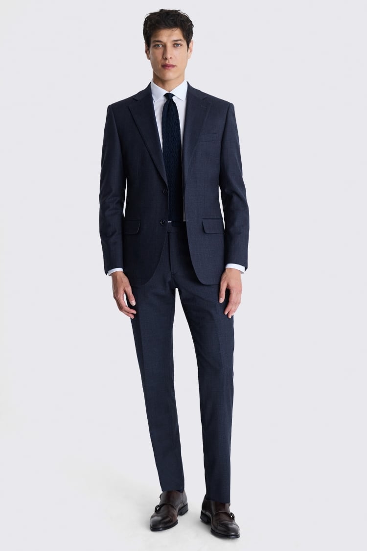 Tailored Fit Navy Check Performance Suit