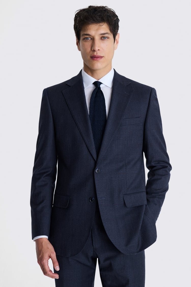 Tailored Fit Navy Check Performance Suit