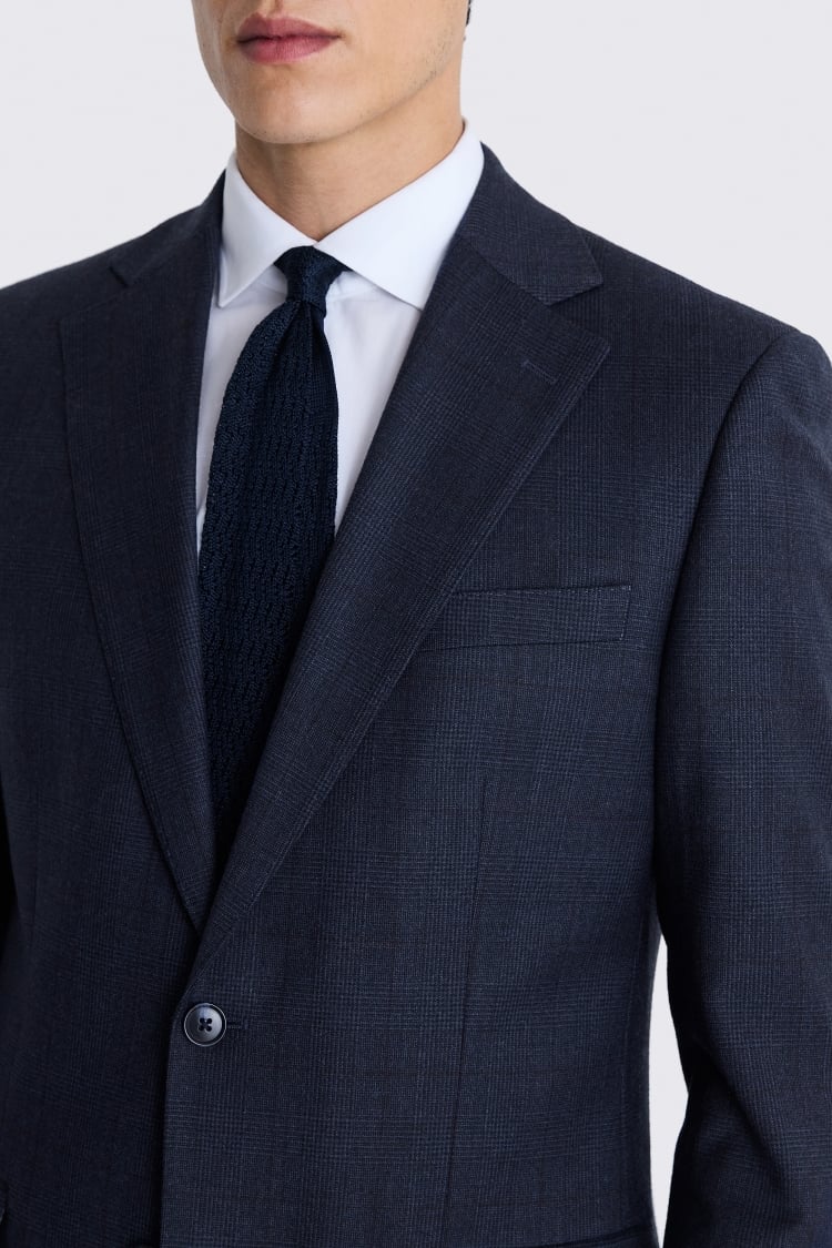 Tailored Fit Navy Check Performance Suit