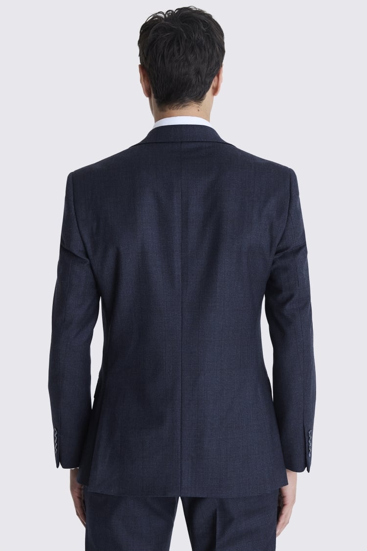 Tailored Fit Navy Check Performance Jacket