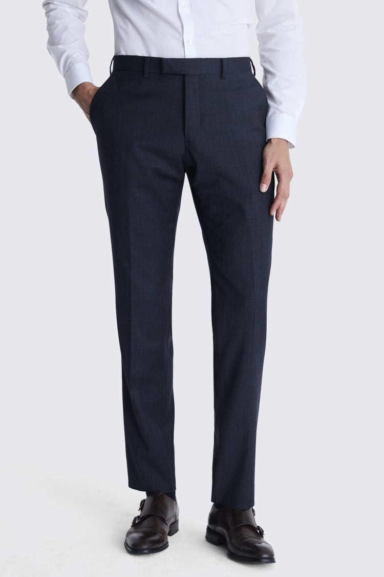 Tailored Fit Navy Check Performance Suit