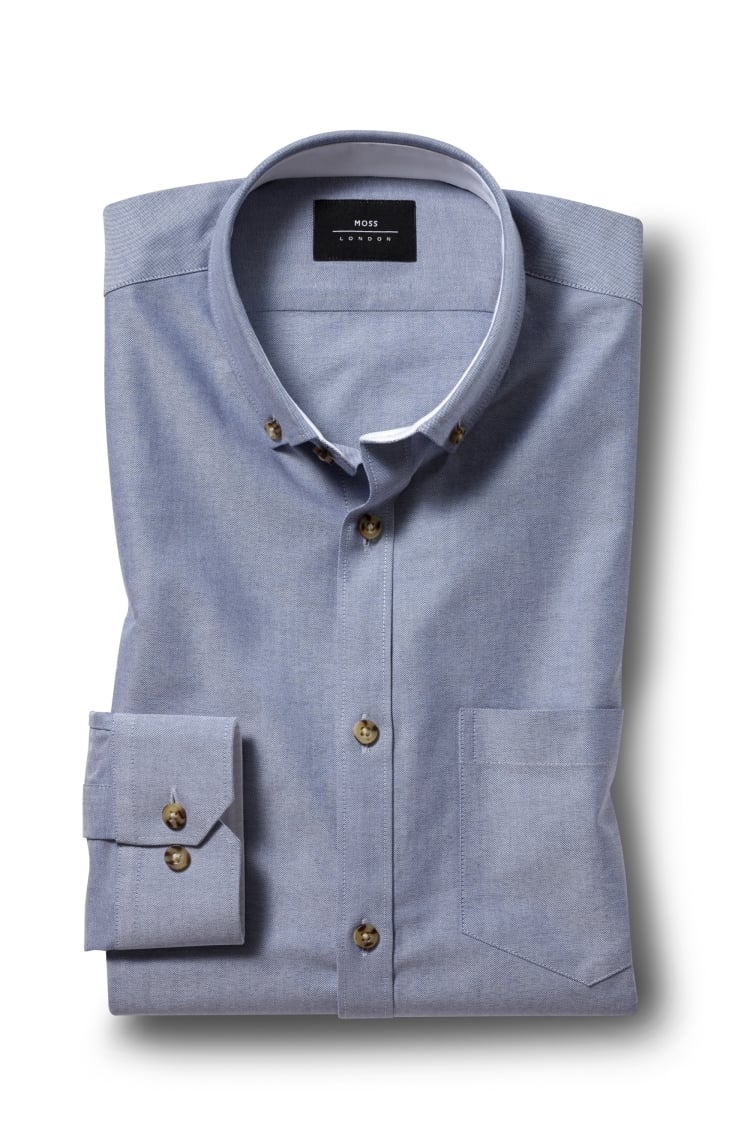 Skinny Fit Sky Button Down Stretch Oxford Shirt