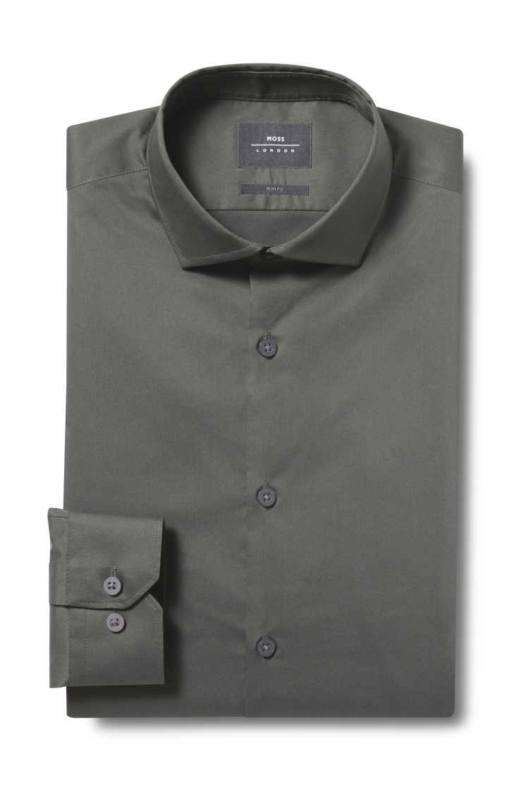 Slim Fit Green Stretch Shirt