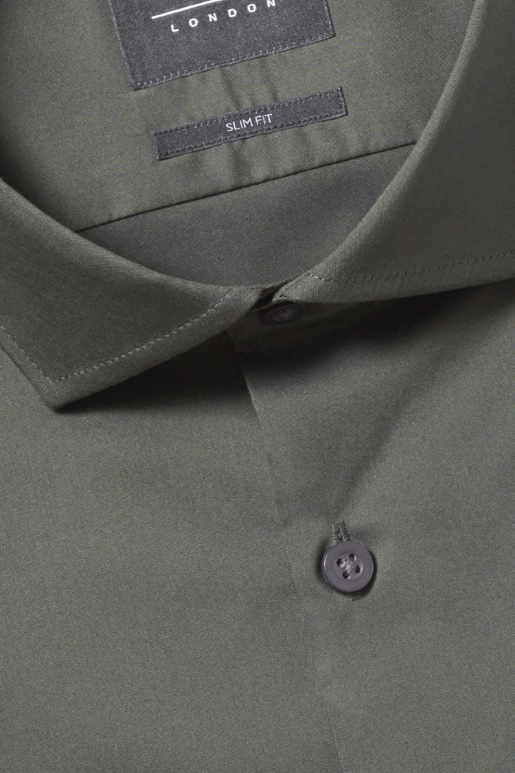 Slim Fit Green Stretch Shirt