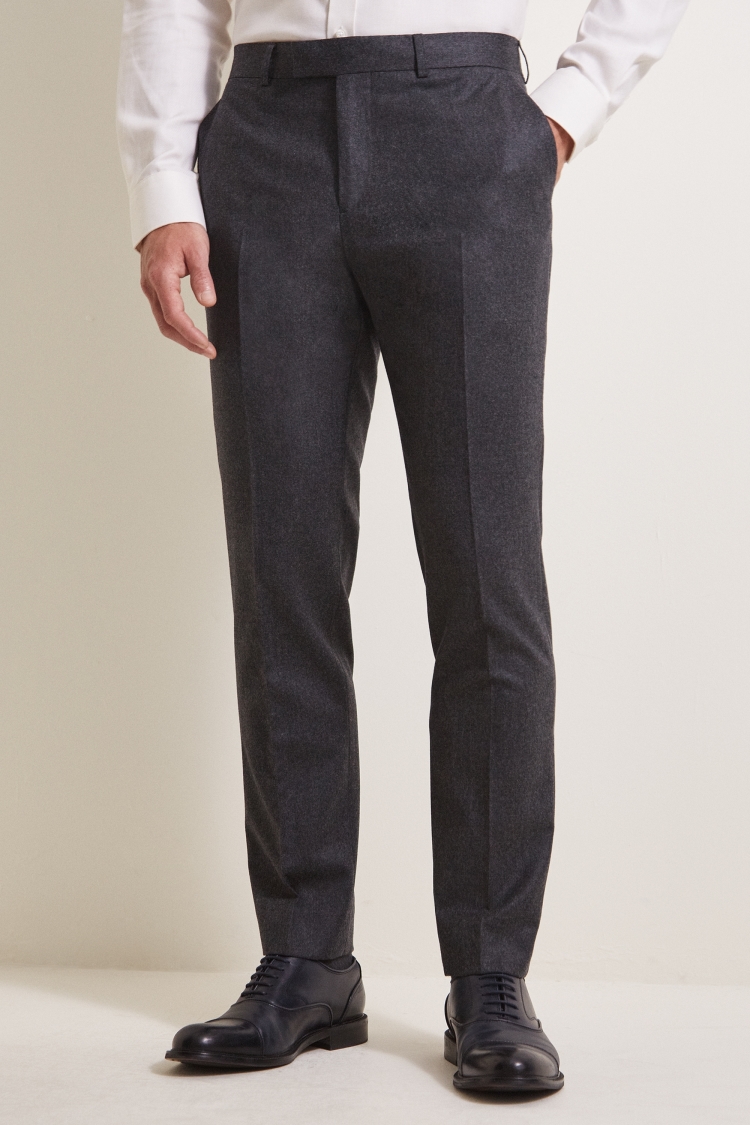 Men tailored fit Bootleg pants-Thakhek, Sharkskin Dark Grey