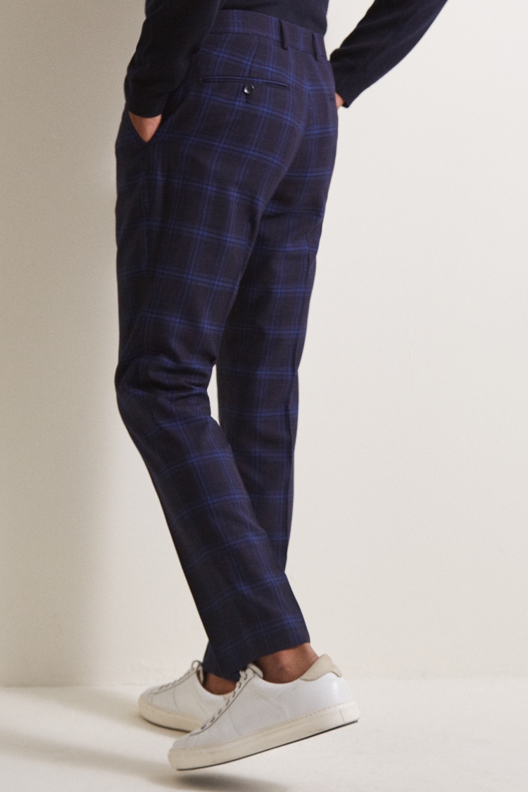 Moss London Slim Fit Ink Check Trouser