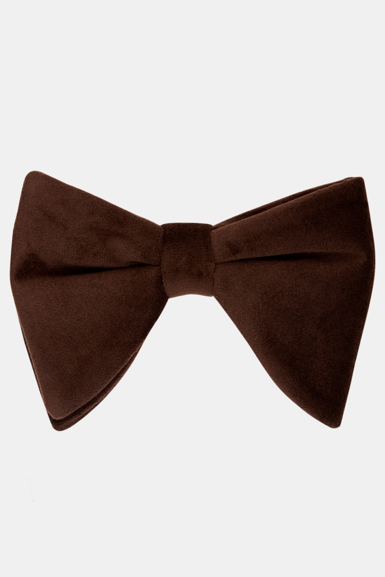 Moss London Brown Velvet Floppy Bow Tie