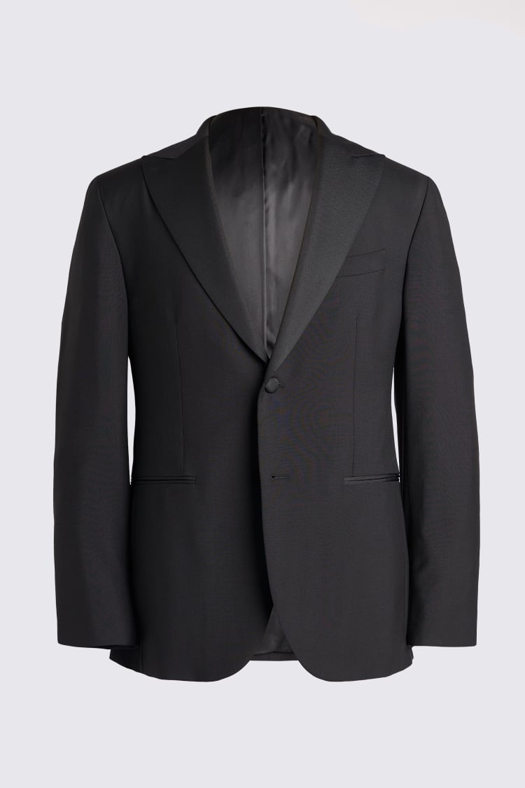 Italian Tailored Fit Black Peak Lapel Tuxedo