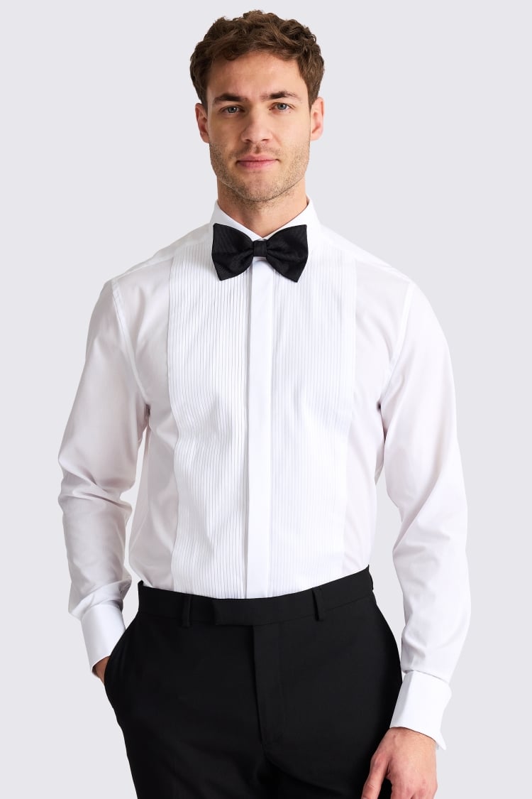 Tailored Fit White Pleated Dress Shirt | Buy Online at Moss