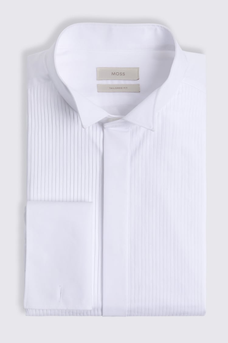 Shop Arare Full Collar Pleated Long Sleeve Shirt - White + Bowtie