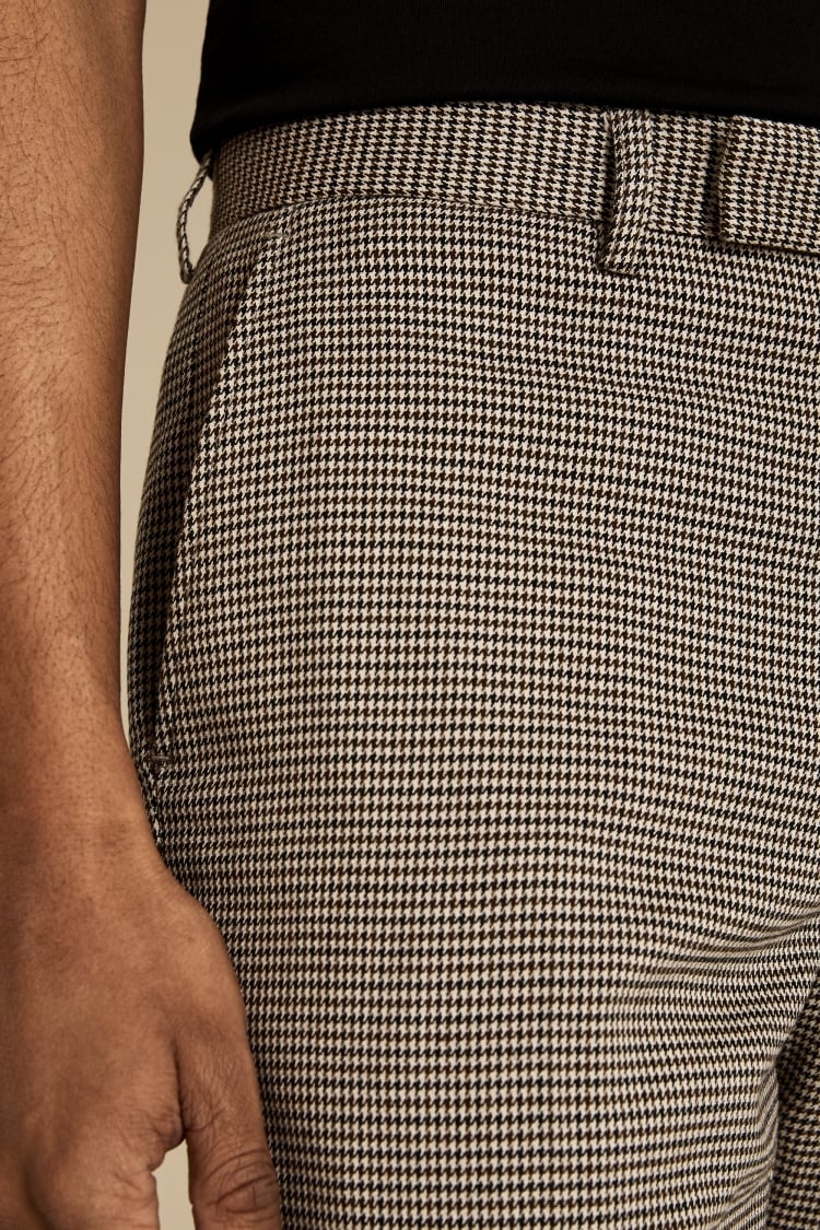 Slim Fit Oat Puppytooth Pants