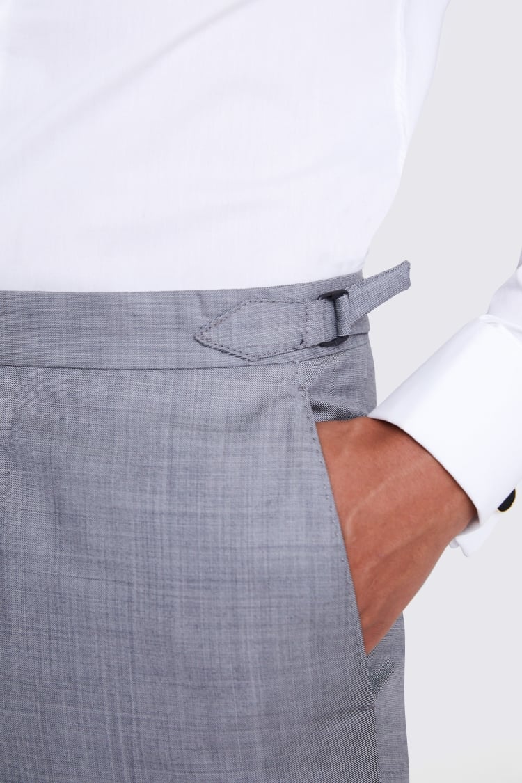 Italian Tailored Fit Grey Sharkskin Trousers