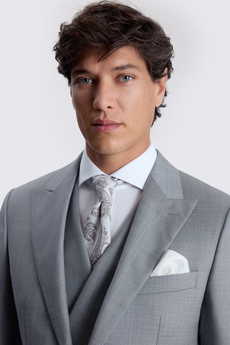 Italian Tailored Fit Grey Sharkskin Morning Suit