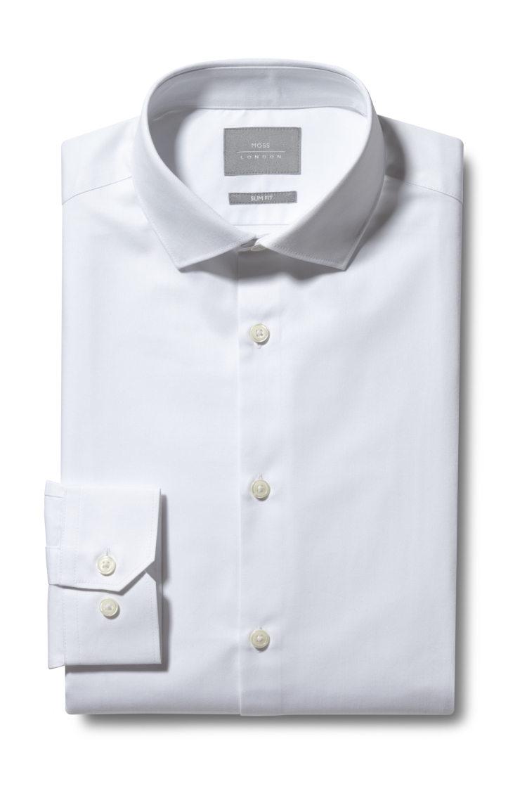 Slim Fit White Eco Twill Shirt