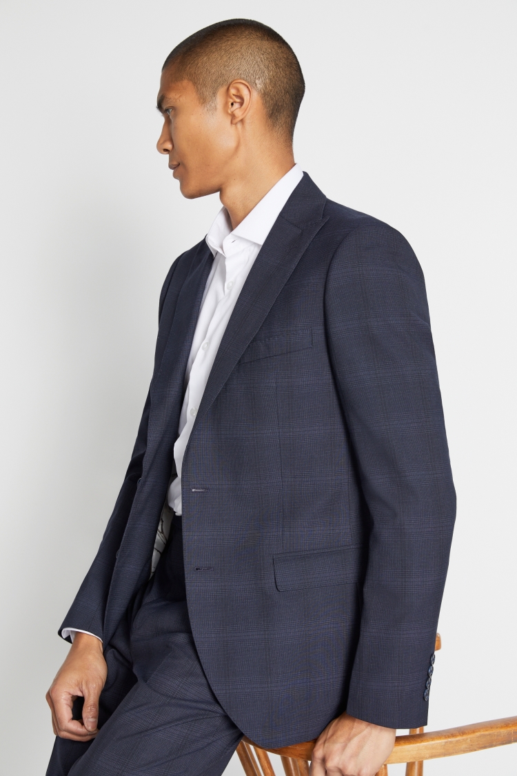 French Connection Slim Fit Navy Check Suit