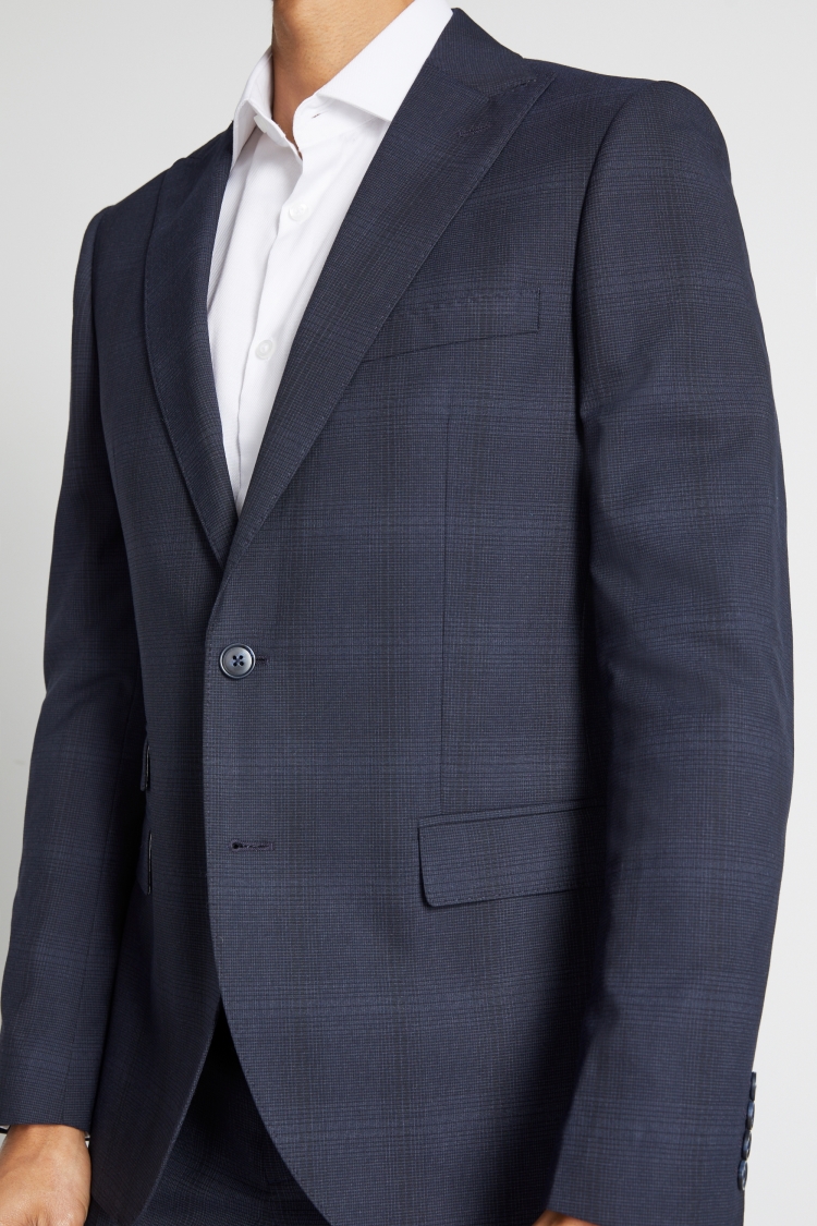 French Connection Slim Fit Navy Check Suit