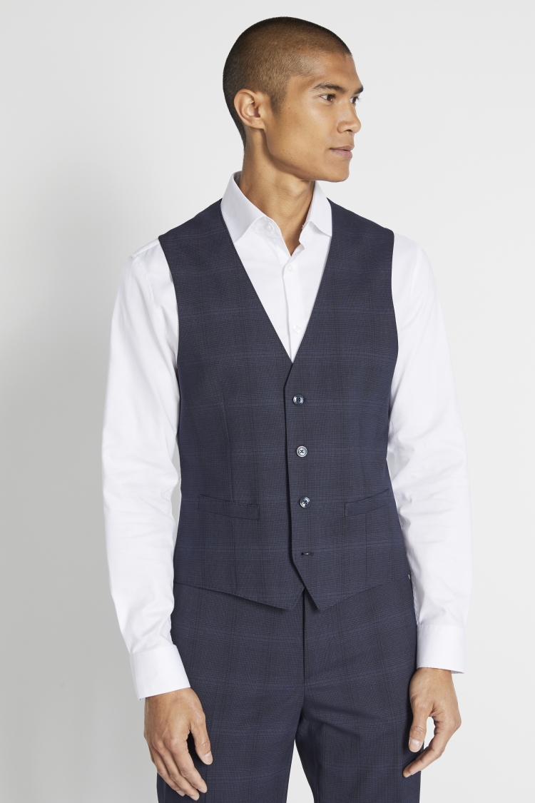 French Connection Slim Fit Navy Check Jacket | Buy Online at Moss